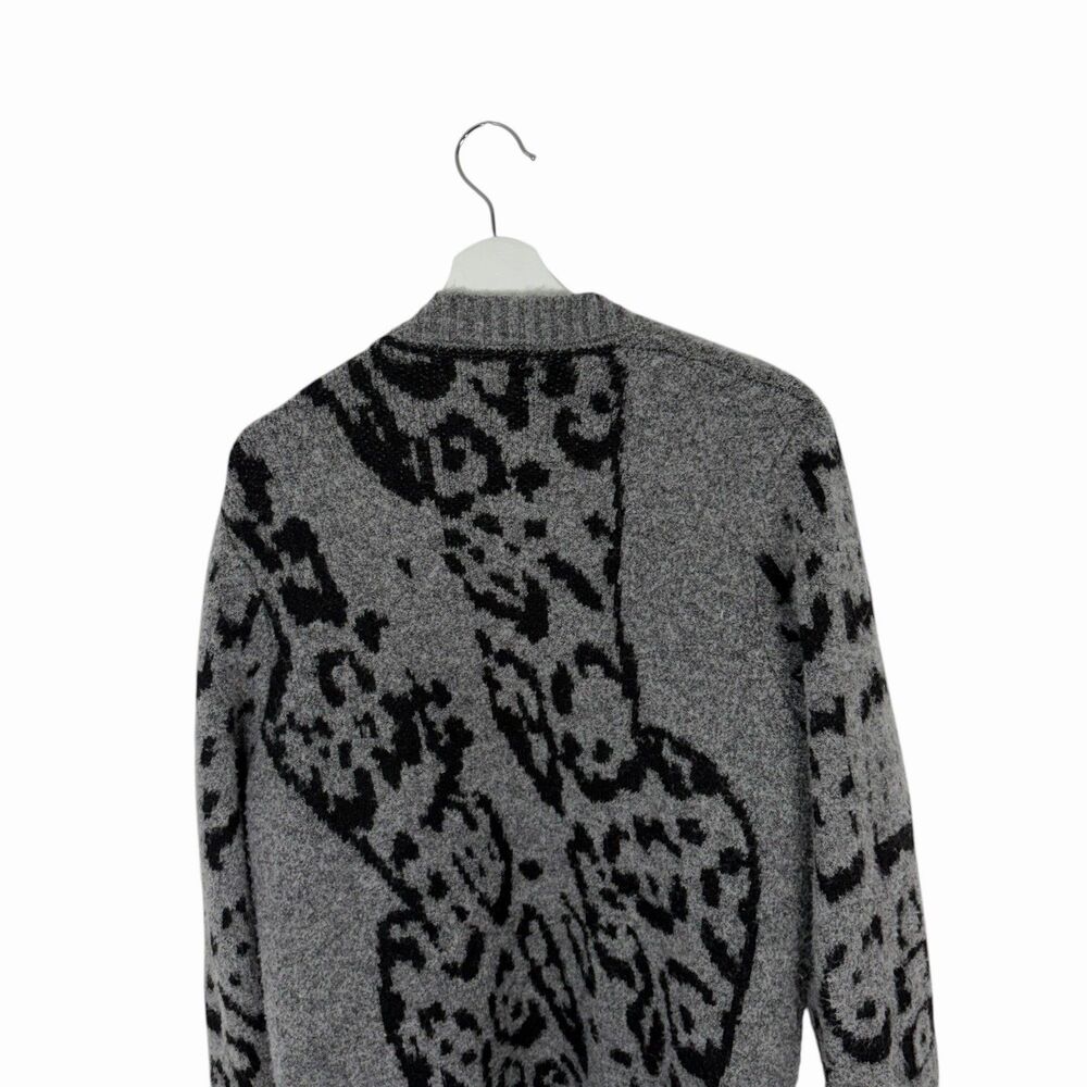 Anthropologie AVERIE LEOPARD XS Grey Black Open Cardigan Sweater Large - Picture 7 of 12